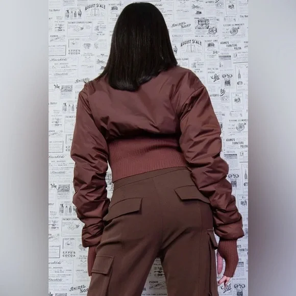 Brown Baddie Crop Jacket - Picture 6 of 8